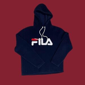 FILA Navy Fleece Hoodie with Logo NWOT